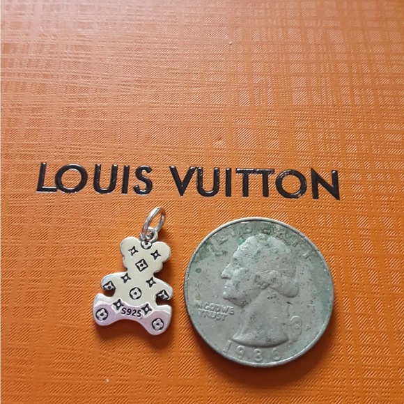 Two LV pieces   metal  Crystal's  zipper pull one S 925 length 20 mm - Picture 6 of 9